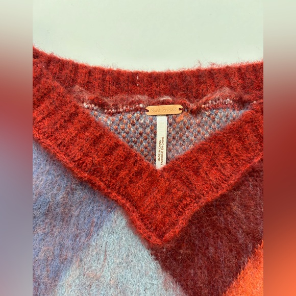 NWT Free People Argyle Quinn V-neck Wool blend Sweater Vest - Picture 8 of 10